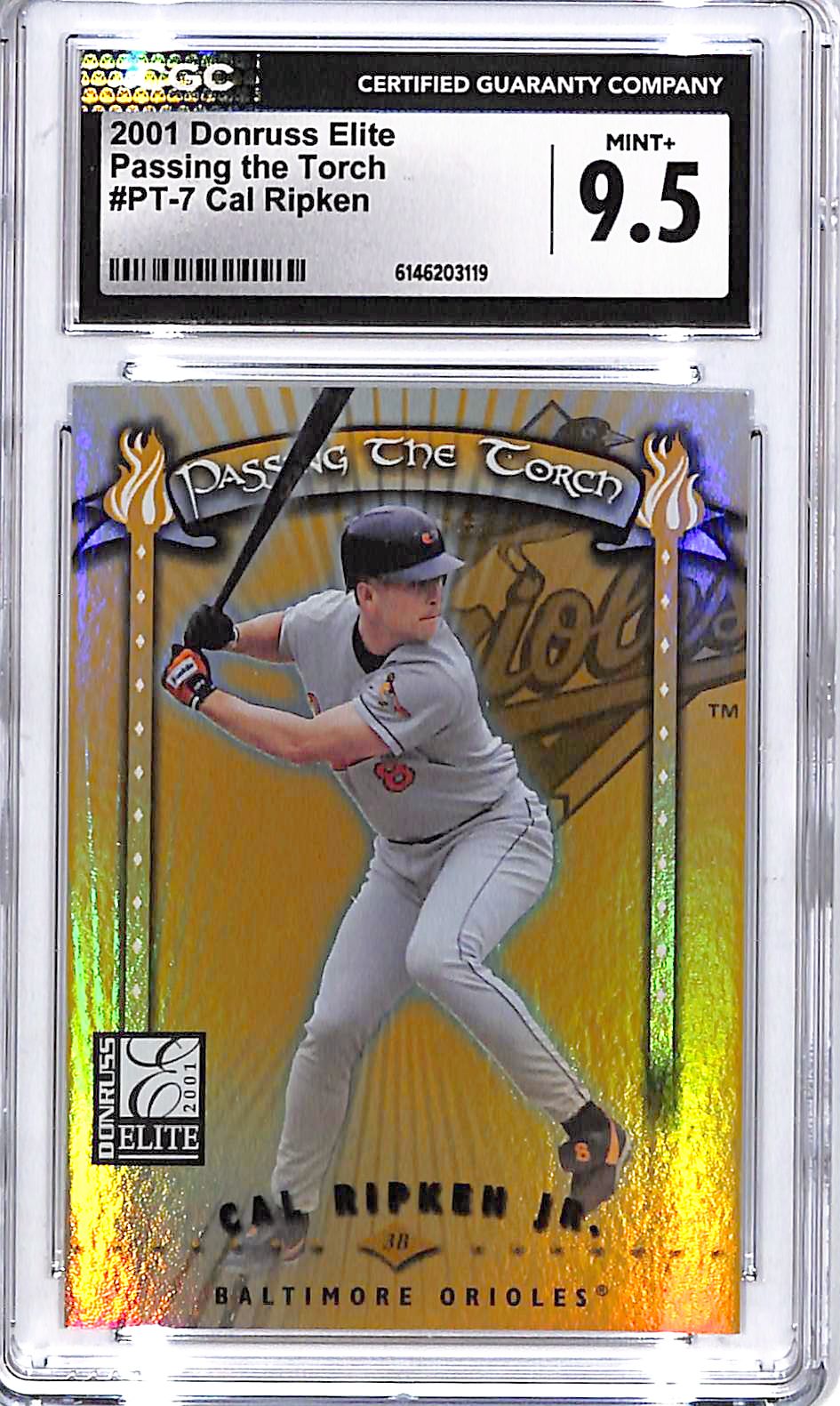 2001 Donruss Elite Cal Ripken Jr Passing The Torch /1000 CGC 9.5 Orioles