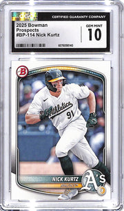 2025 Bowman Nick Kurtz Prospect Rookie RC CGC 10 Athletics