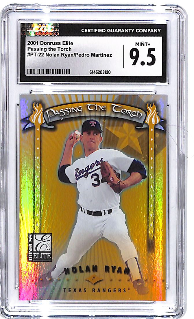 2001 Donruss Elite Nolan Ryan Pedro Martinez Passing the Torch /500 CGC 9.5