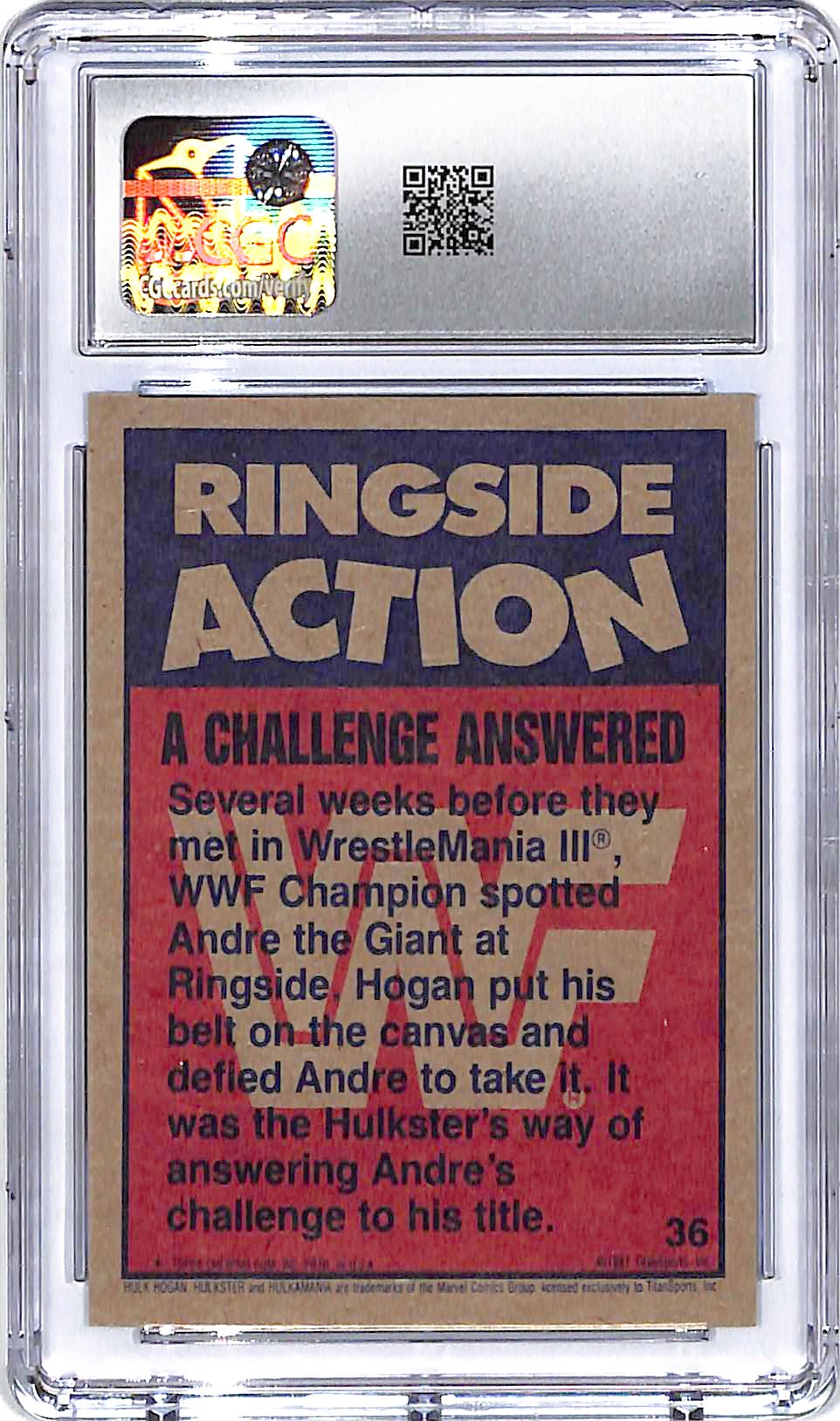 1987 Topps WWF A Challenge Answered Hulk Hogan #36 CGC 9