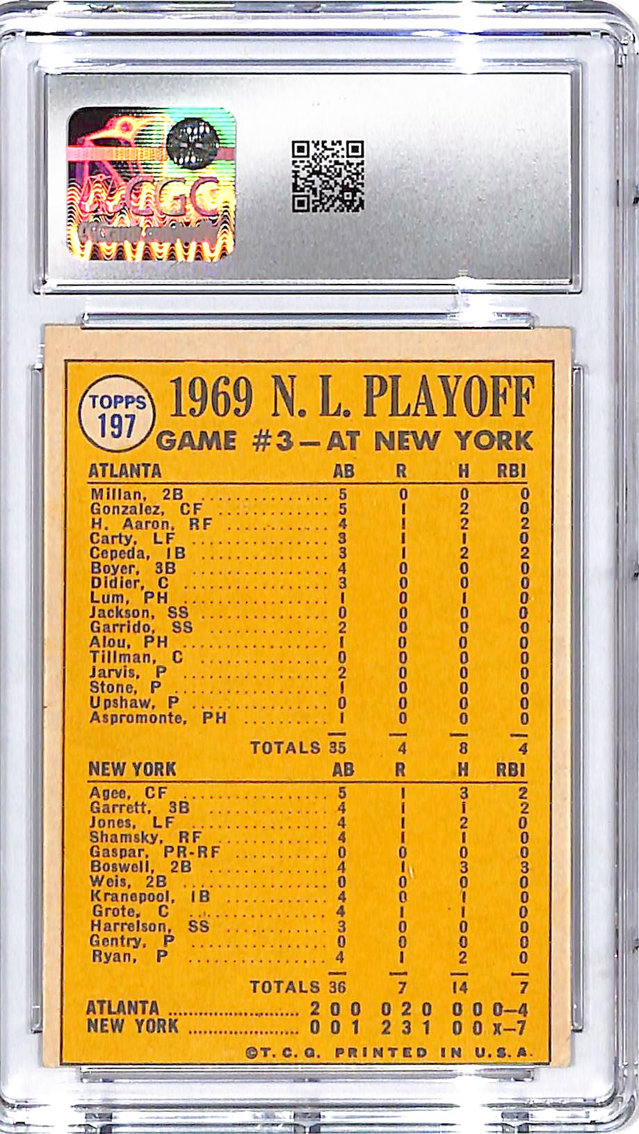 1970 Topps NL Playoff Game 3 Nolan Ryan #197 CGC 5