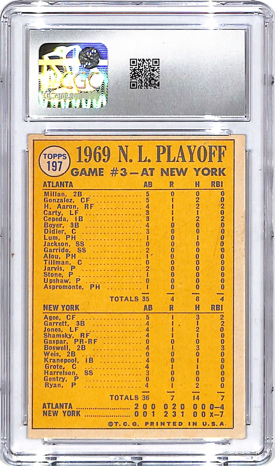 1970 Topps NL Playoff Game 3 Nolan Ryan #197 CGC 4.5