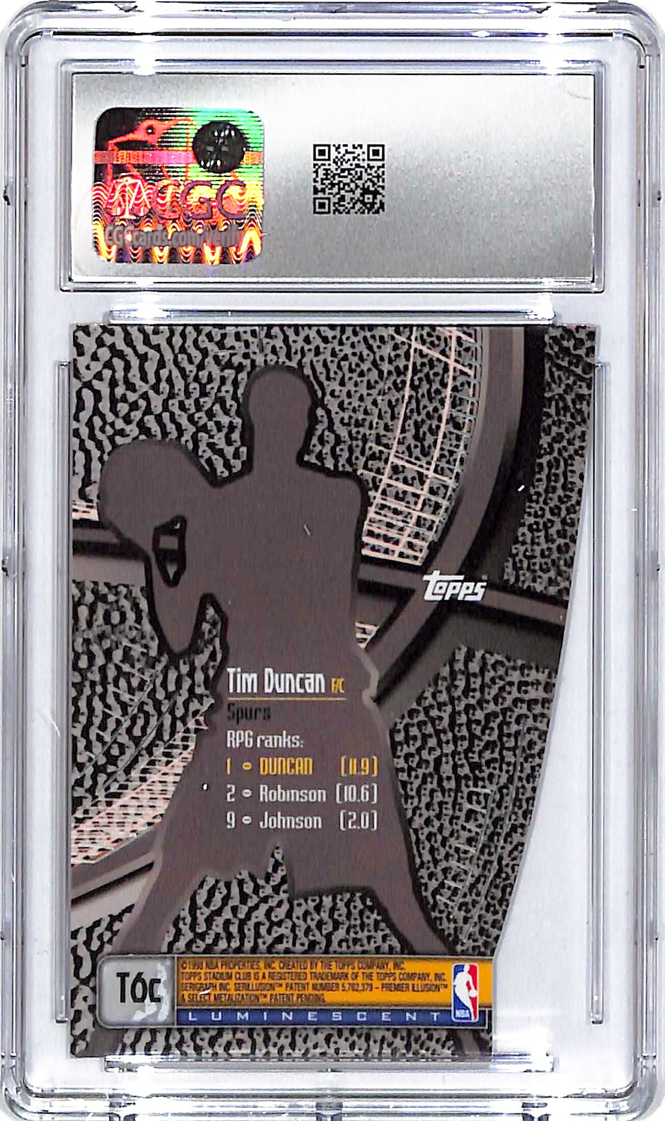 1998-99 Stadium Club Tim Duncan Triumvirate Luminescent CGC 8.5 Spurs