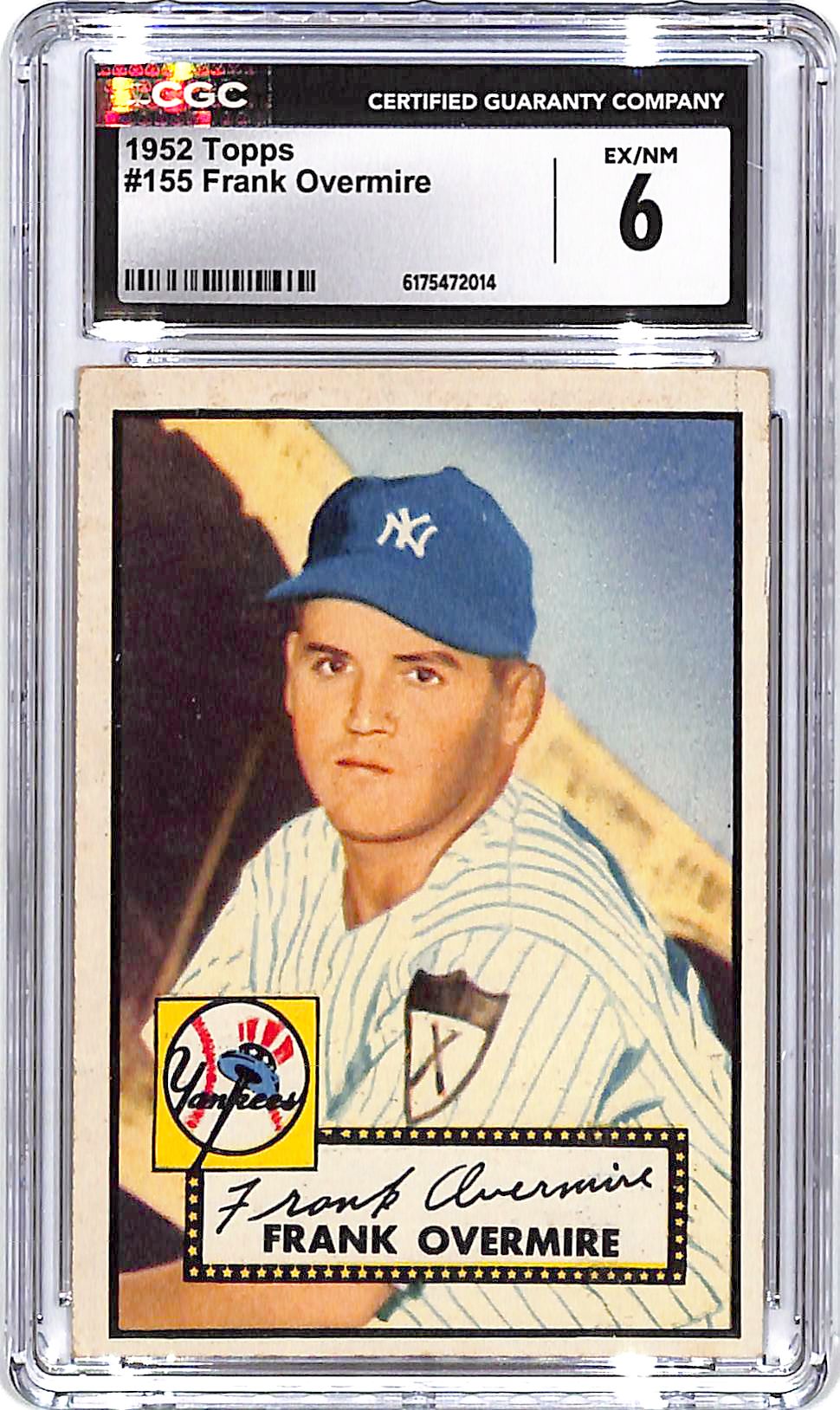 1952 Topps Frank Overmire #155 CGC 6 Yankees
