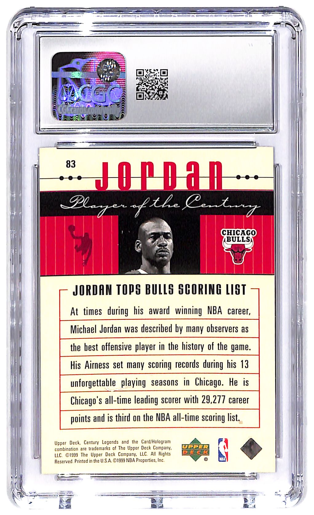 1998-99 Michael Jordan Upper Deck Century Legends #83 CGC Mint 9