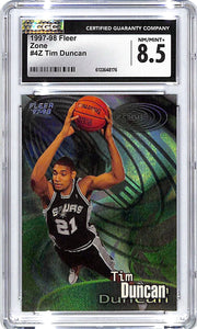 1997-98 Fleer Tim Duncan Zone CGC 8.5 Spurs