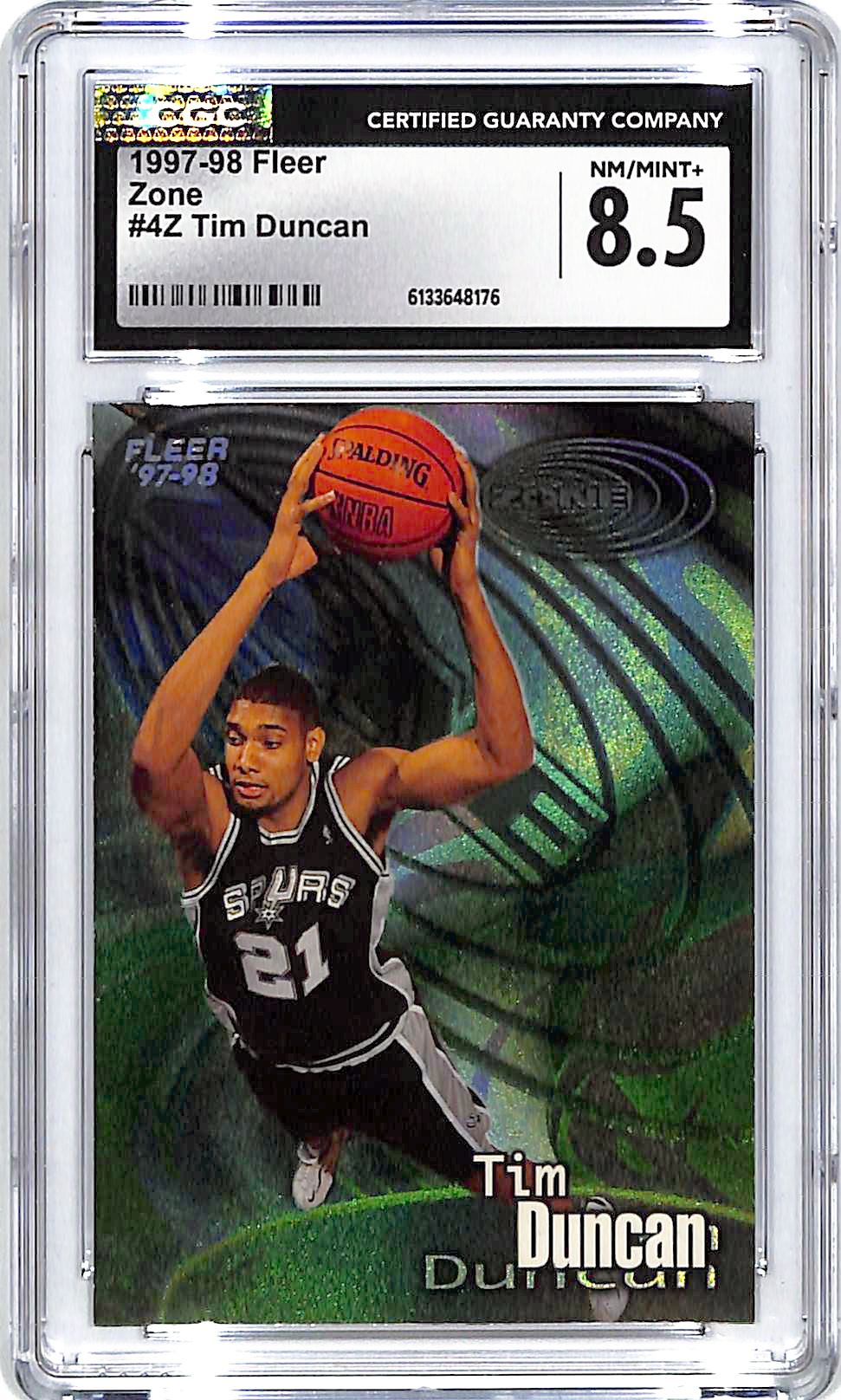 1997-98 Fleer Tim Duncan Zone CGC 8.5 Spurs