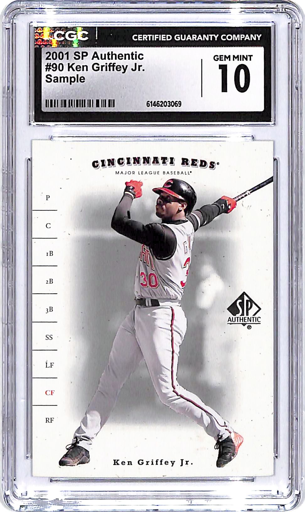 2001 SP Authentic Ken Griffey Jr Sample CGC 10 Reds