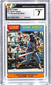 1976 Topps Hank Aaron Record Breaker #1 CGC 7 Brewers