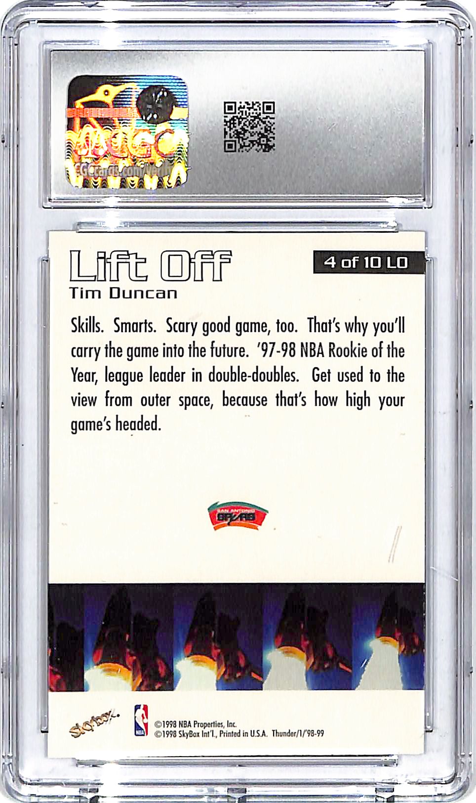 1998-99 Skybox Thunder Tim Duncan Lift Off CGC 10 Spurs