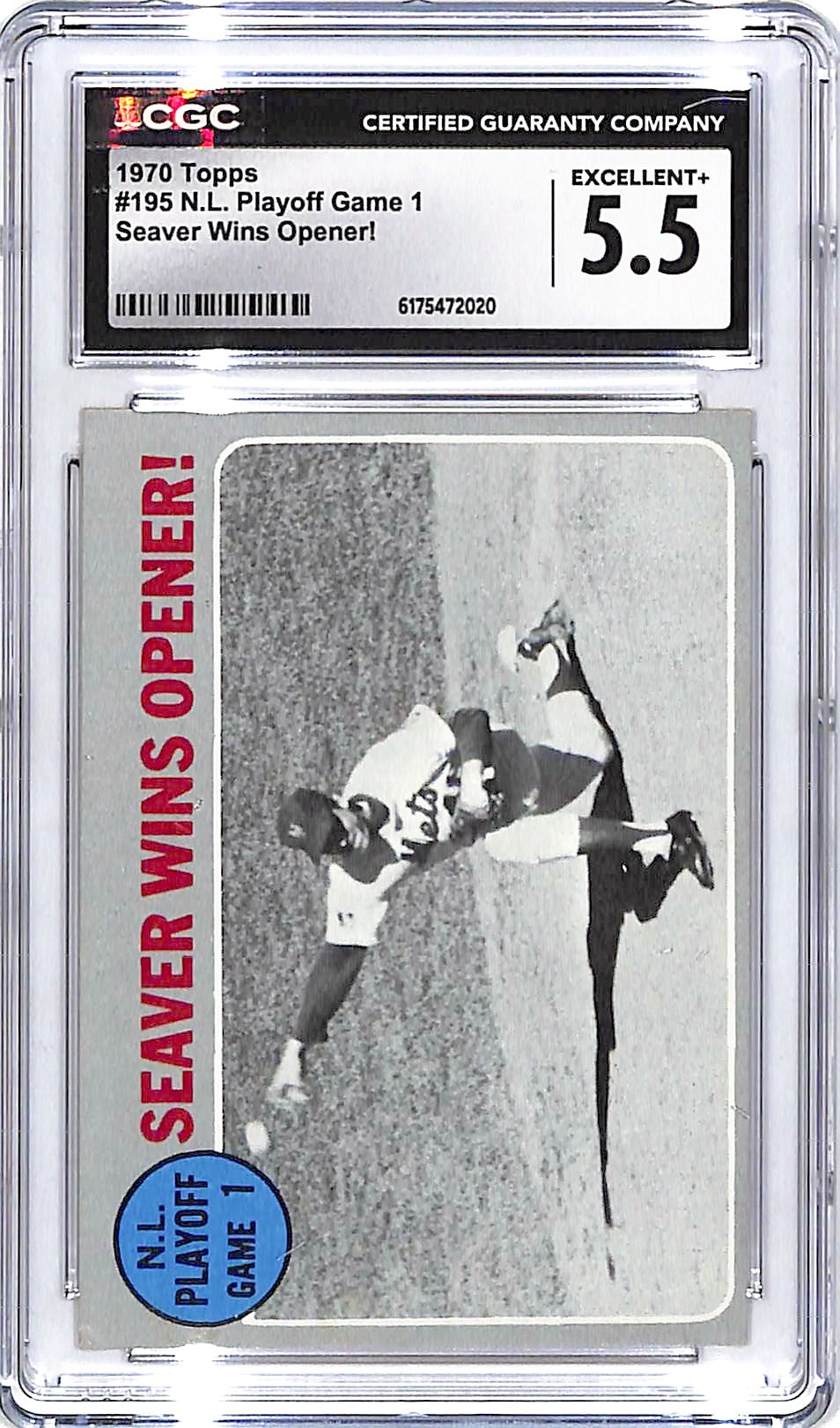 1970 Topps NL Playoff Game 1 Tom Seaver Wins Opener #195 CGC 5.5
