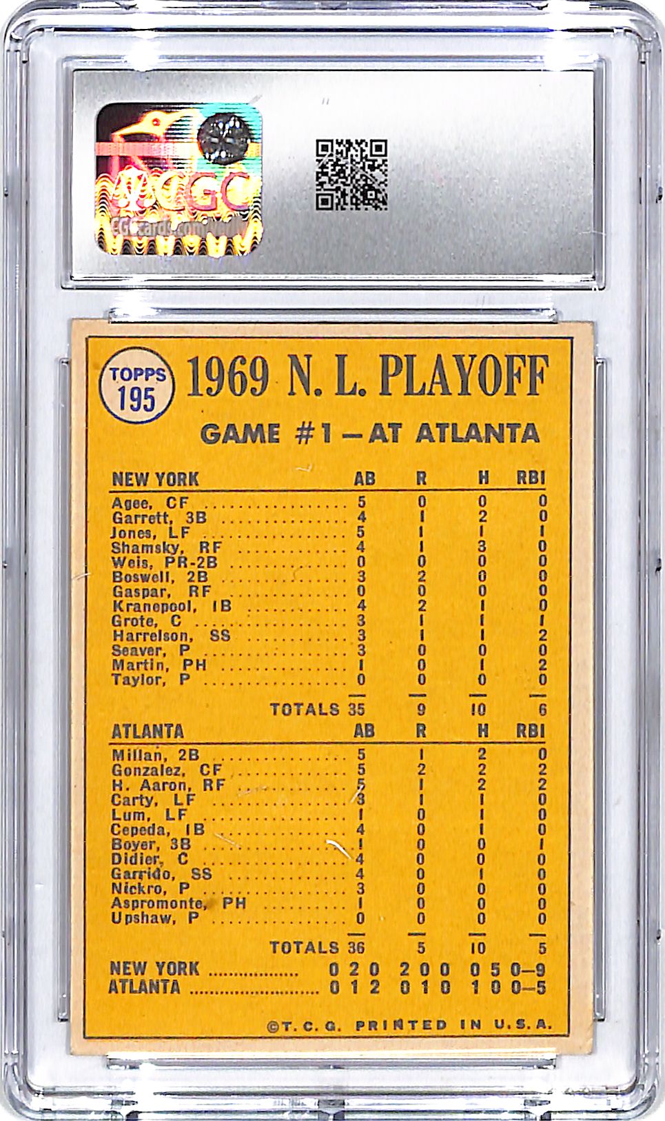 1970 Topps NL Playoff Game 1 Tom Seaver Wins Opener #195 CGC 5.5