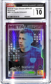 2025-26 Topps Chrome UEFA Claudio Echeverri Metaverse Rookie RC CGC 10