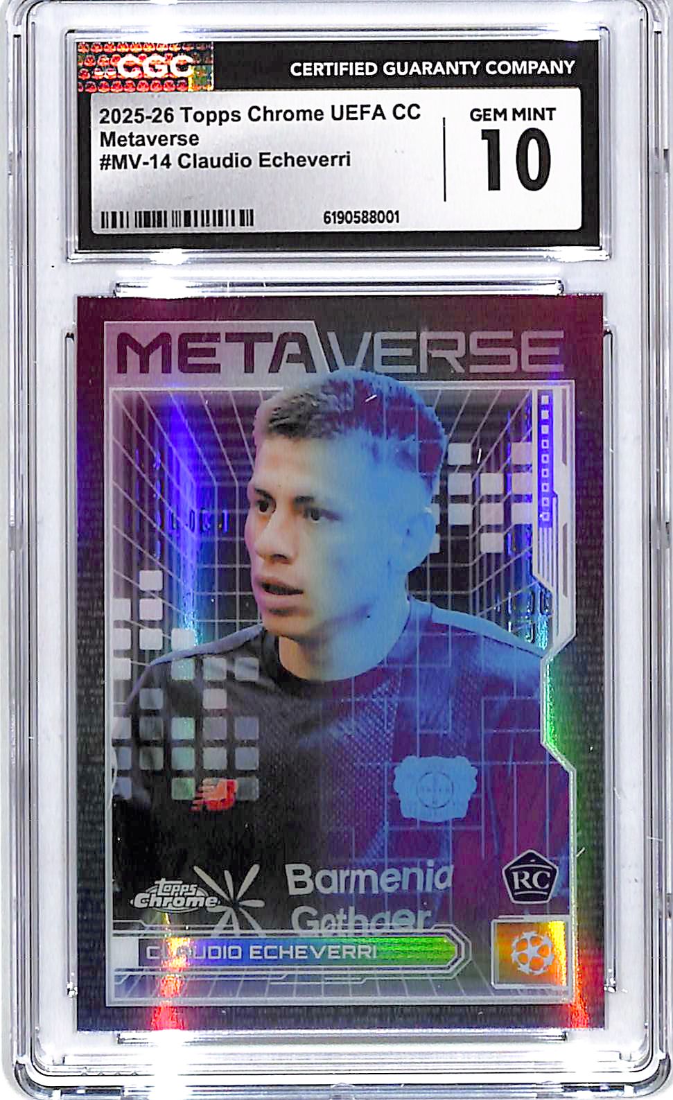 2025-26 Topps Chrome UEFA Claudio Echeverri Metaverse Rookie RC CGC 10