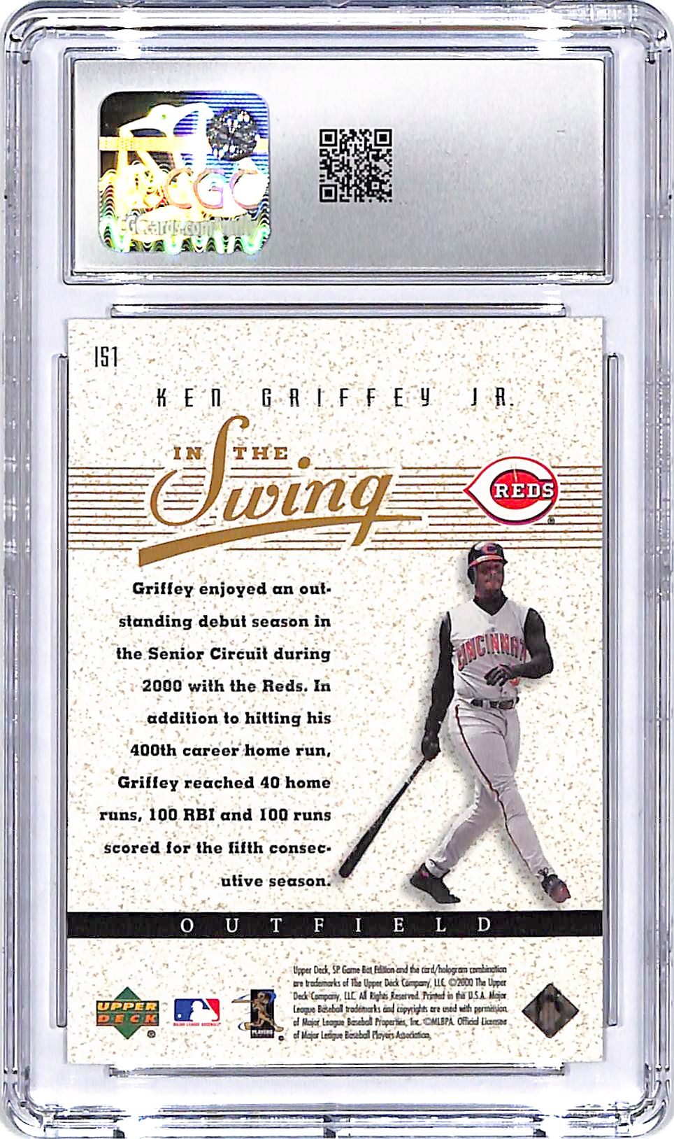 2001 SP Game Bat Edition Ken Griffey Jr In The Swing CGC 10 Reds