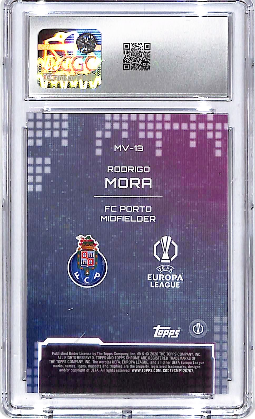 2025-26 Topps Chrome UEFA Rodrigo Mora Metaverse CGC 9