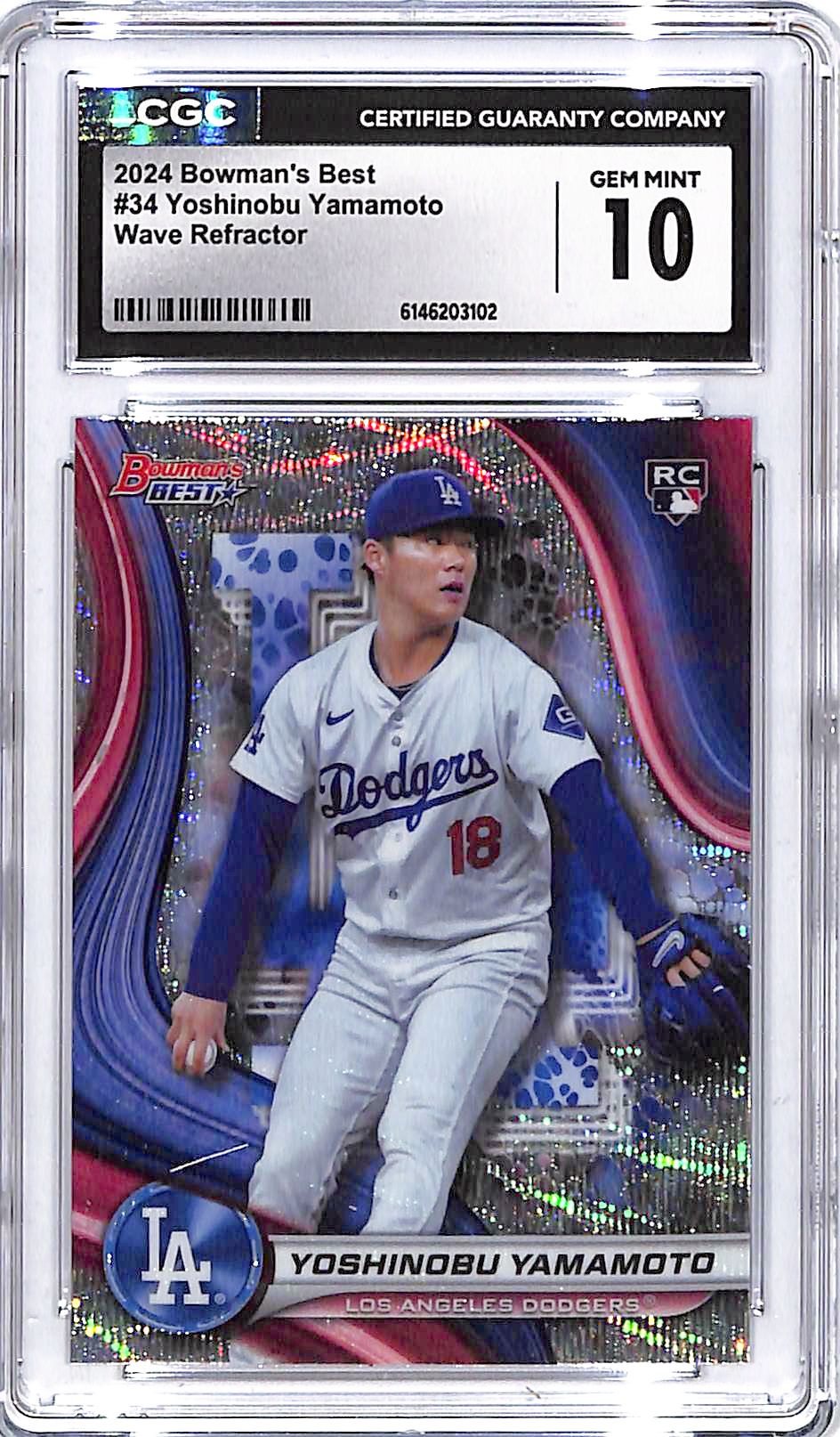 2024 Bowmans Best Yoshinobu Yamamoto Rookie RC Wave Refractor CGC 10 Dodgers