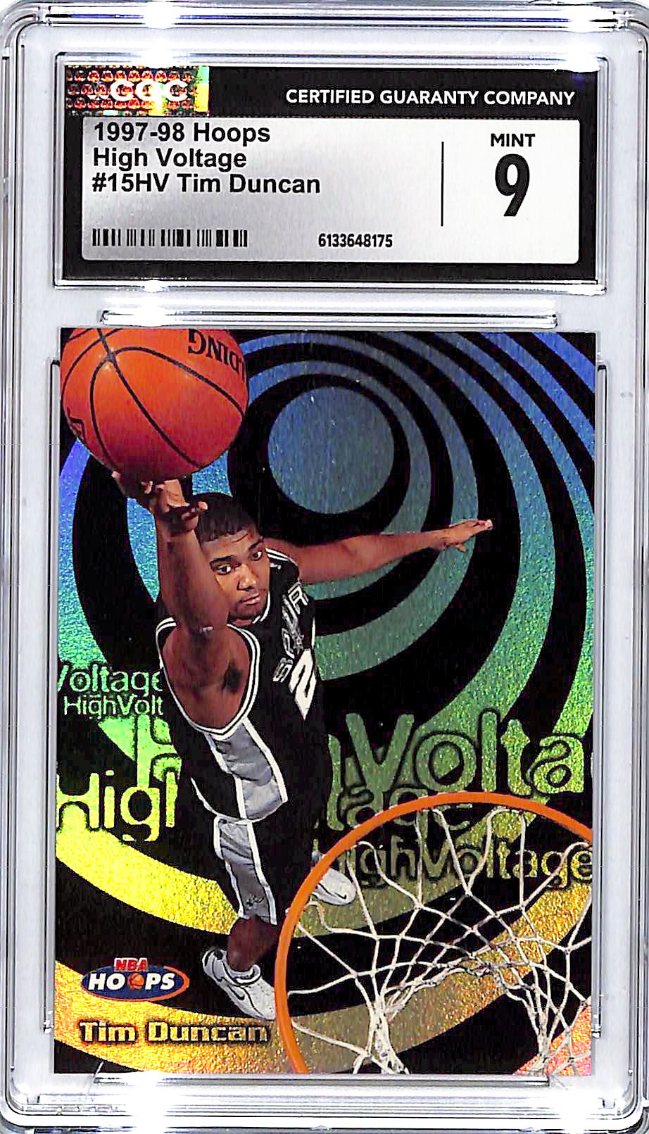 1997-98 Hoops Tim Duncan High Voltage Rookie RC CGC 9 Spurs