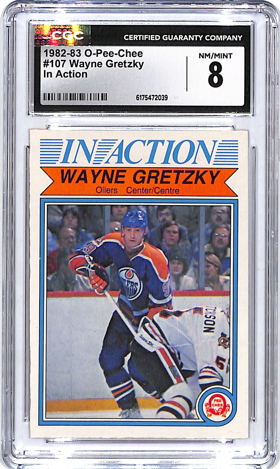1982-83 O-Pee-Chee Wayne Gretzky In Action #107 CGC 8 Oilers