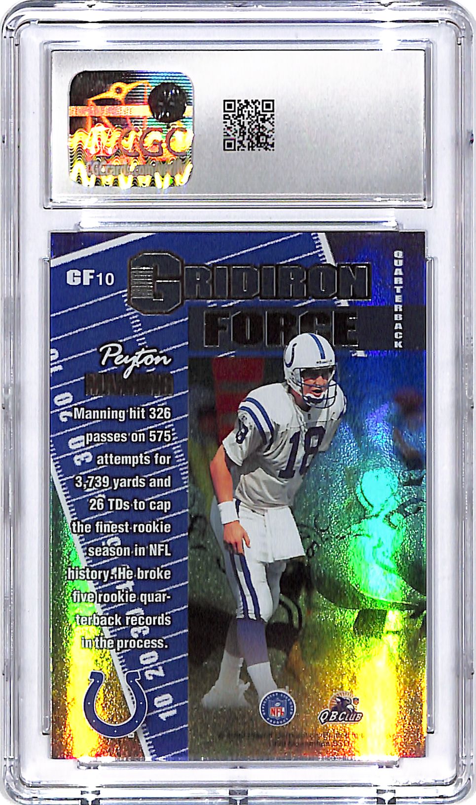1999 Playoff Momentum SSD Peyton Manning Gridiron Force CGC 10 Colts