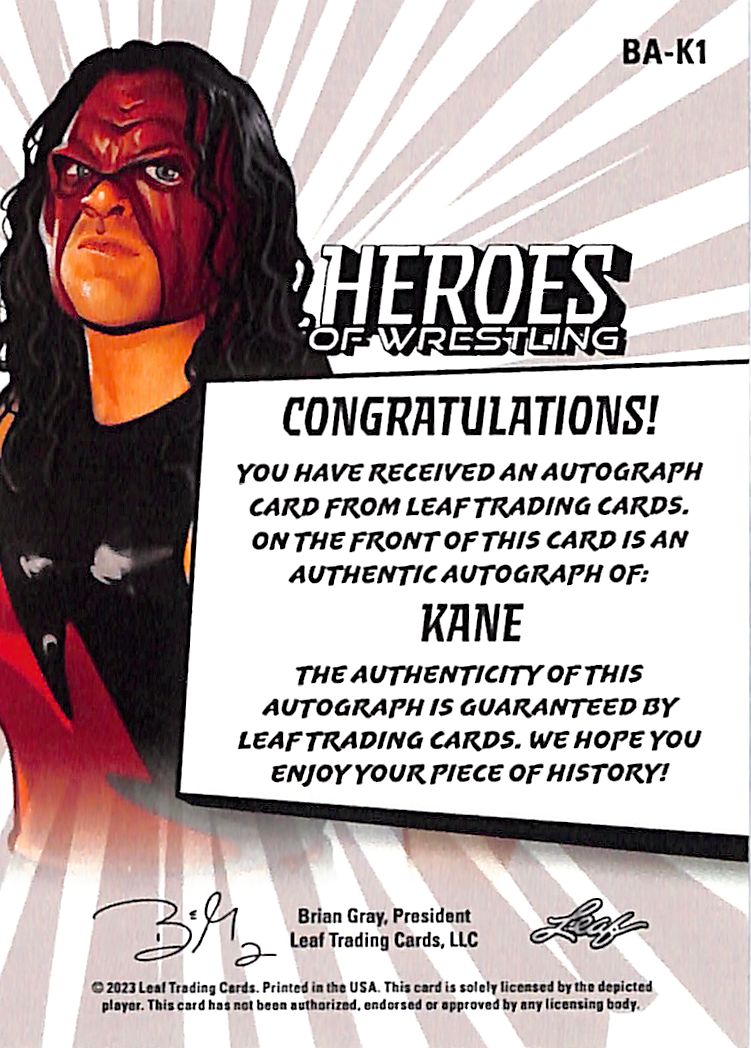 2023 Leaf Heroes of Wrestling Kane Auto Autograph