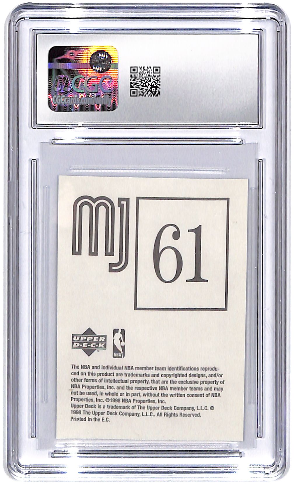 1998 Michael Jordan Upper Deck MJ Stickers #61 CGC Mint 9
