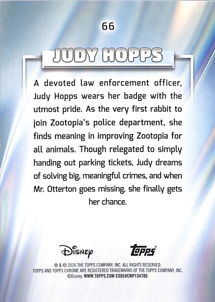 2026 Topps Chrome Disney Judy Hoops Red Refractor /5 #66 Zootopia