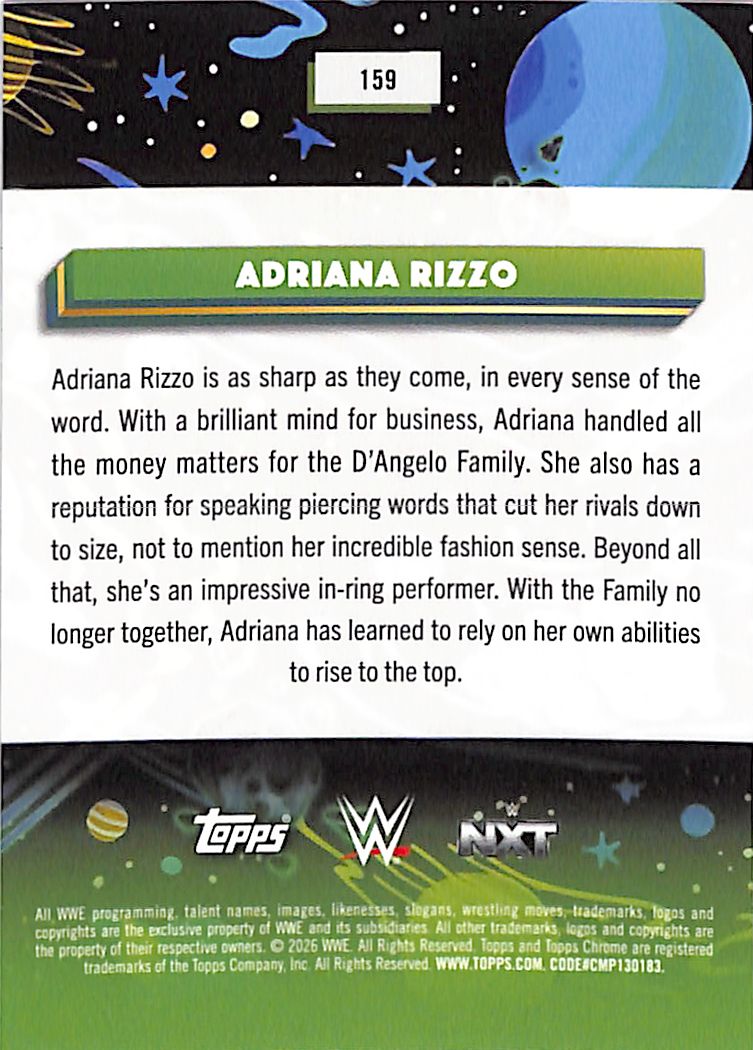 2026 Topps Chrome Cosmic WWE Adriana Rizzo Red Flare Refractor /5