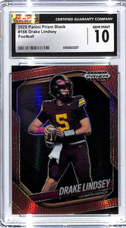 2025 Prizm Black Drake Lindsey Rookie RC Football /225 CGC 10 Minnesota