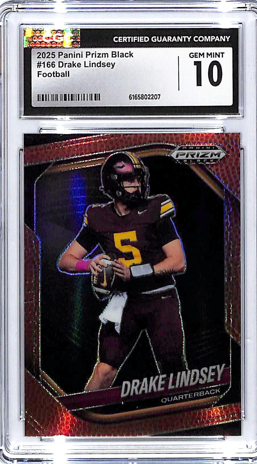 2025 Prizm Black Drake Lindsey Rookie RC Football /225 CGC 10 Minnesota