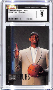 1997-98 Upper Deck Tim Duncan Rookie RC #114 CGC 9 Spurs