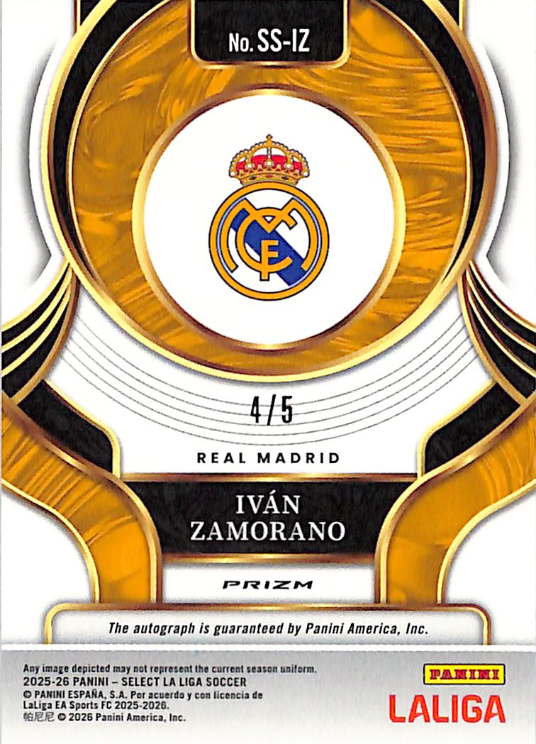 2025-26 Select La Liga Ivan Zamorano Auto Autograph Gold /5 Real Madrid