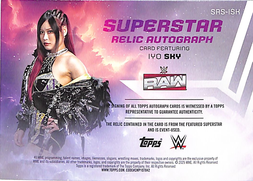 2025 Topps Universe WWE Iyo Sky Auto Autograph Patch Relic Gold Foil /50