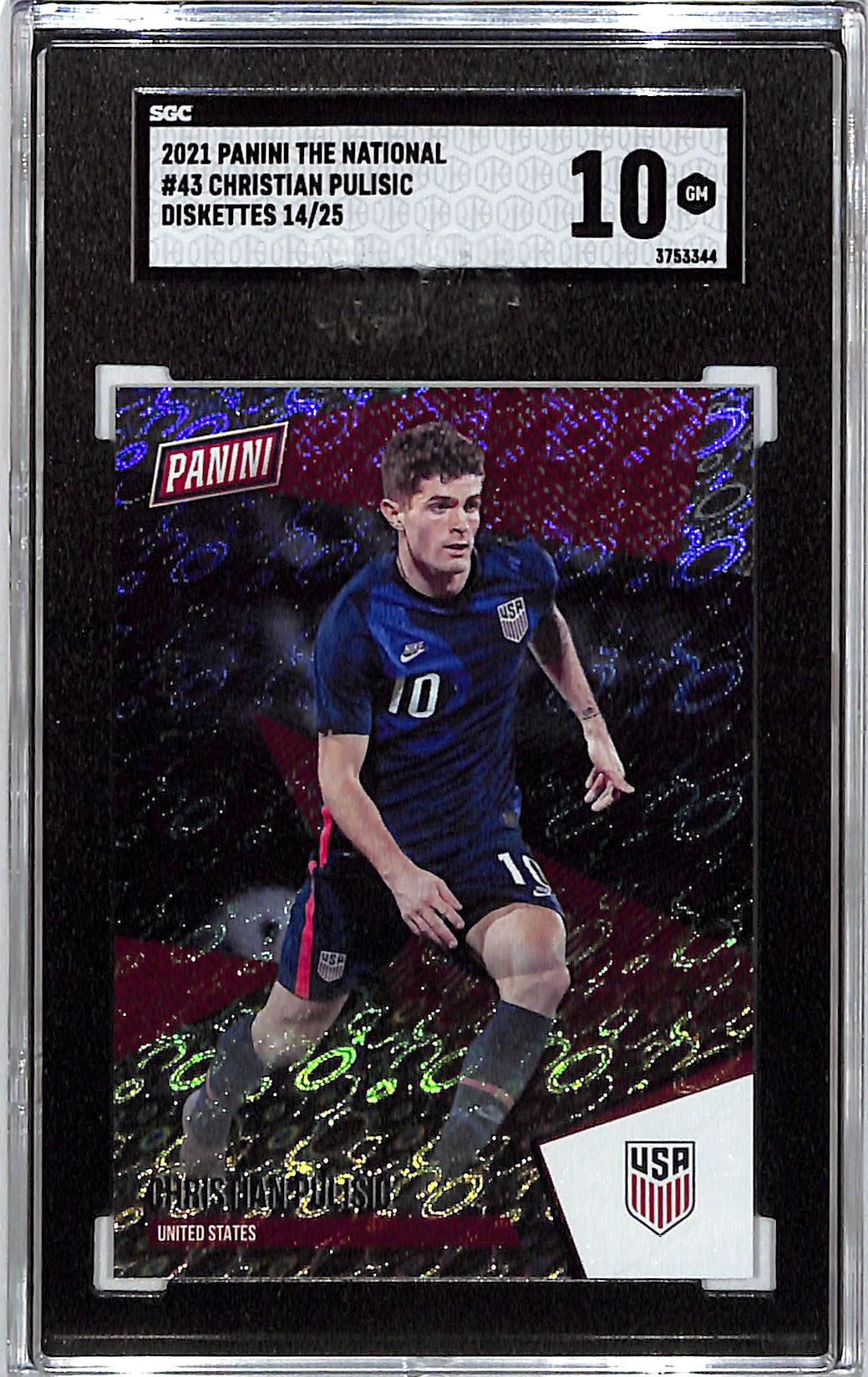 2021 Panini The National Christian Pulisic Diskettes /25 SGC 10 USA