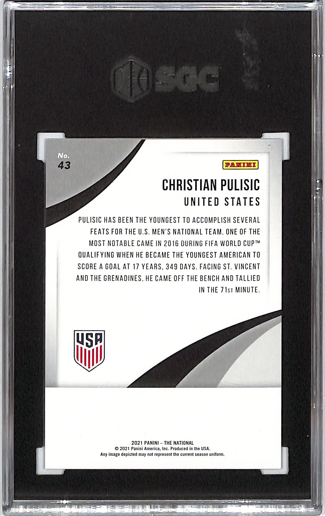 2021 Panini The National Christian Pulisic Diskettes /25 SGC 10 USA