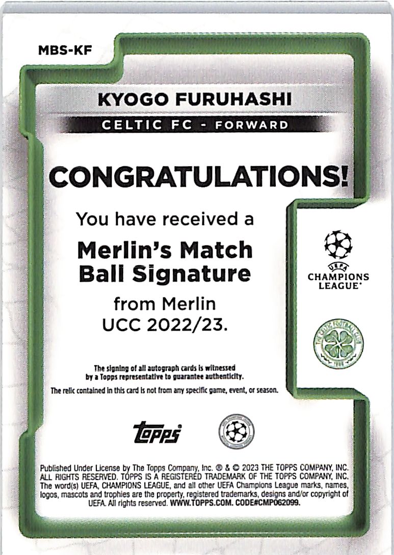 2022-23 Topps Chrome Merlin Kyogo Furuhashi Auto Autograph Patch Jersey