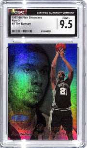 1997-98 Flair Showcase Tim Duncan Row 3 Rookie RC CGC 9.5 Spurs
