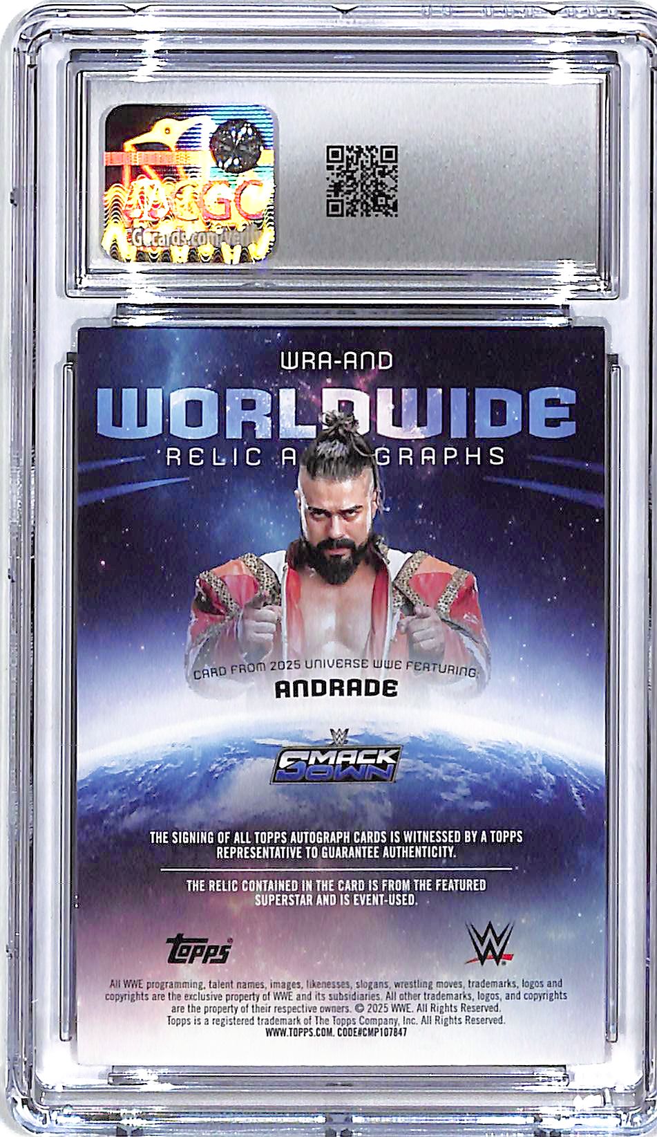 2025 Topps Universe WWE Andrade Auto Autograph Relic Patch Red Magma /10 CGC 9