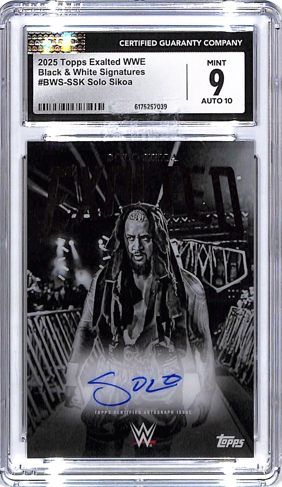2025 Topps Exalted WWE Solo Sikoa Black White Auto Autograph CGC 9