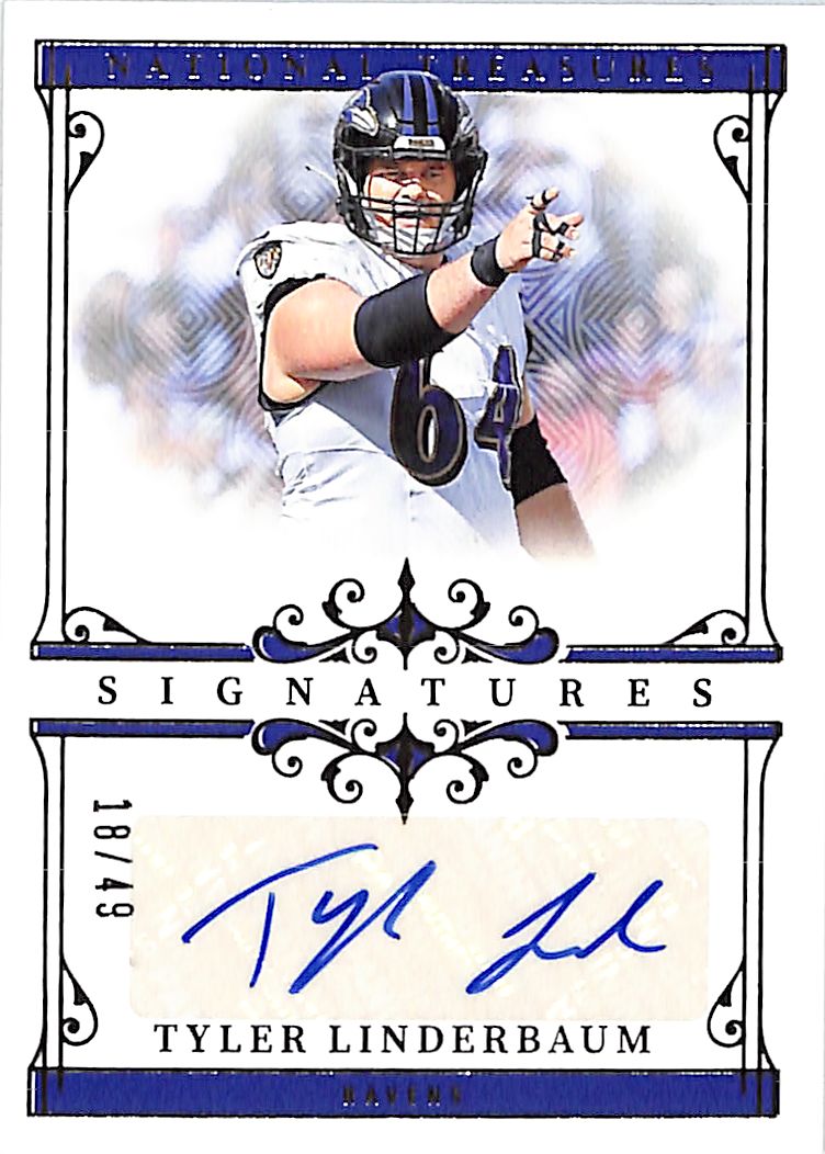 2025 National Treasures Tyler Linderbaum Auto Autograph Signatures /49 Ravens