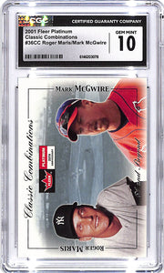 2001 Fleer Platinum Roger Maris Mark McGwire Classic Combinations /2000 CGC 10