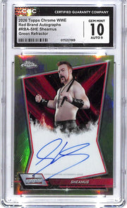 2026 Topps Chrome WWE Sheamus Auto Autograph Green Refractor /99 CGC 10