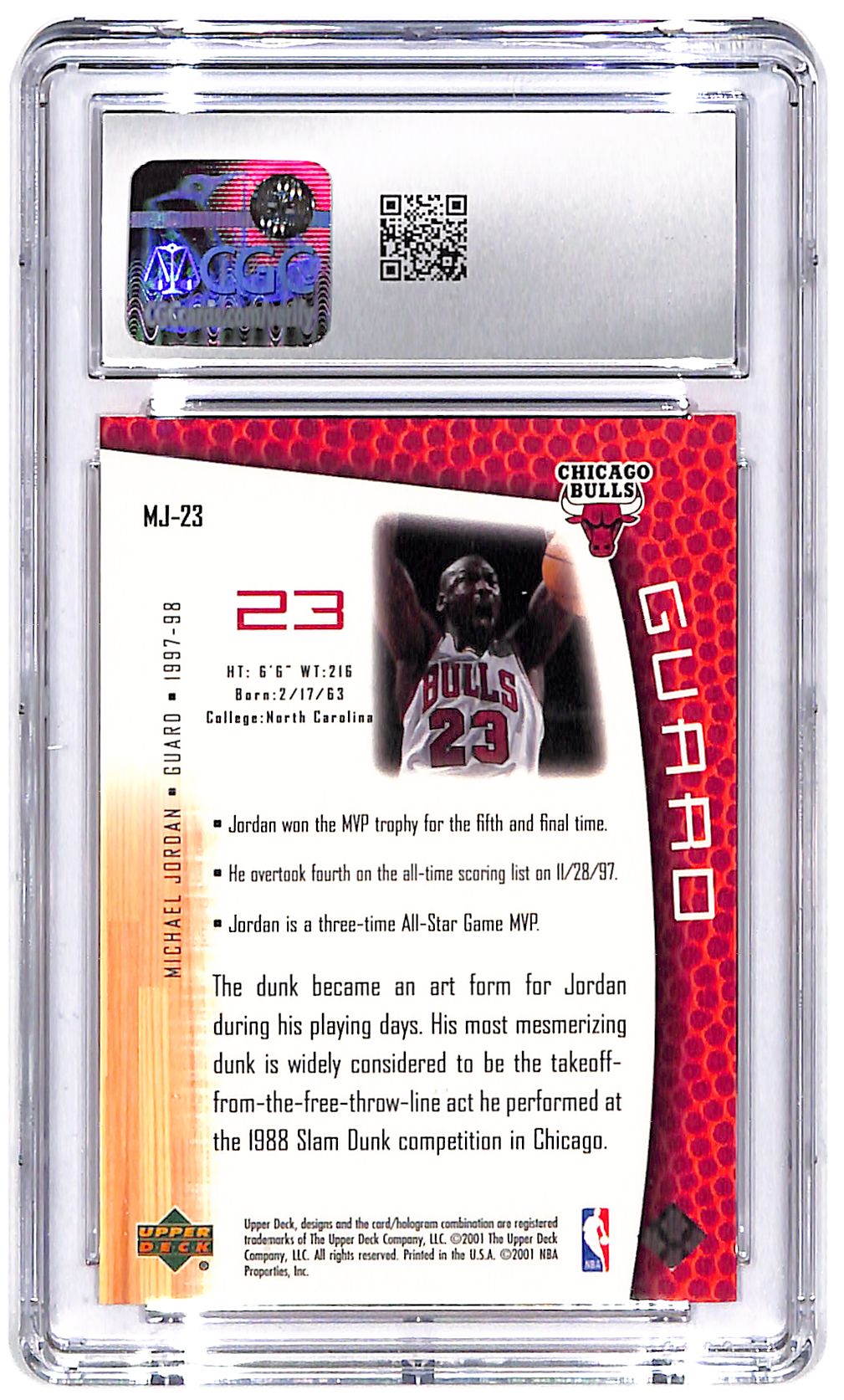 2001-2002 Michael Jordan Upper Deck MJ's Back #MJ-23 CGC Mint 9