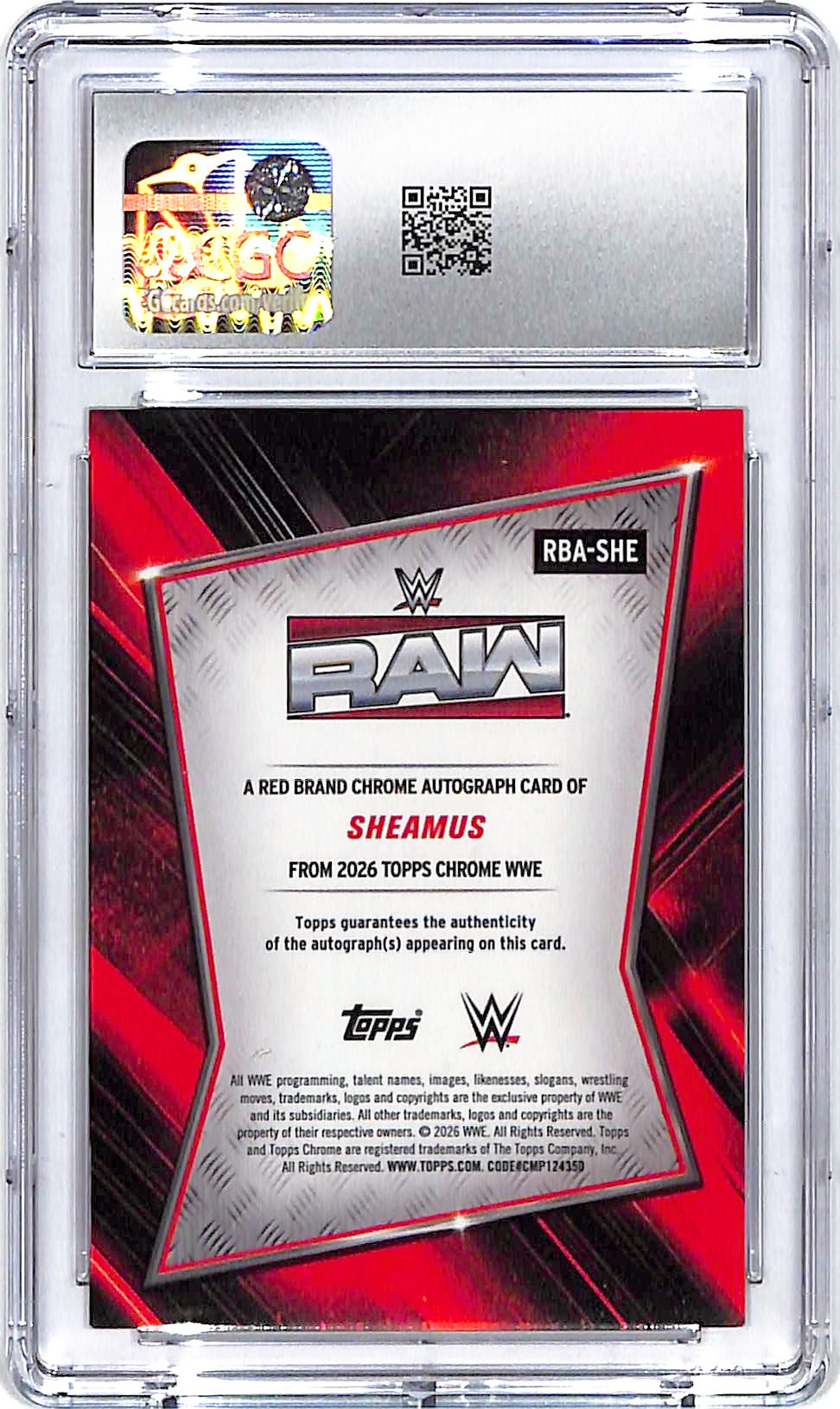 2026 Topps Chrome WWE Sheamus Auto Autograph Green Refractor /99 CGC 10