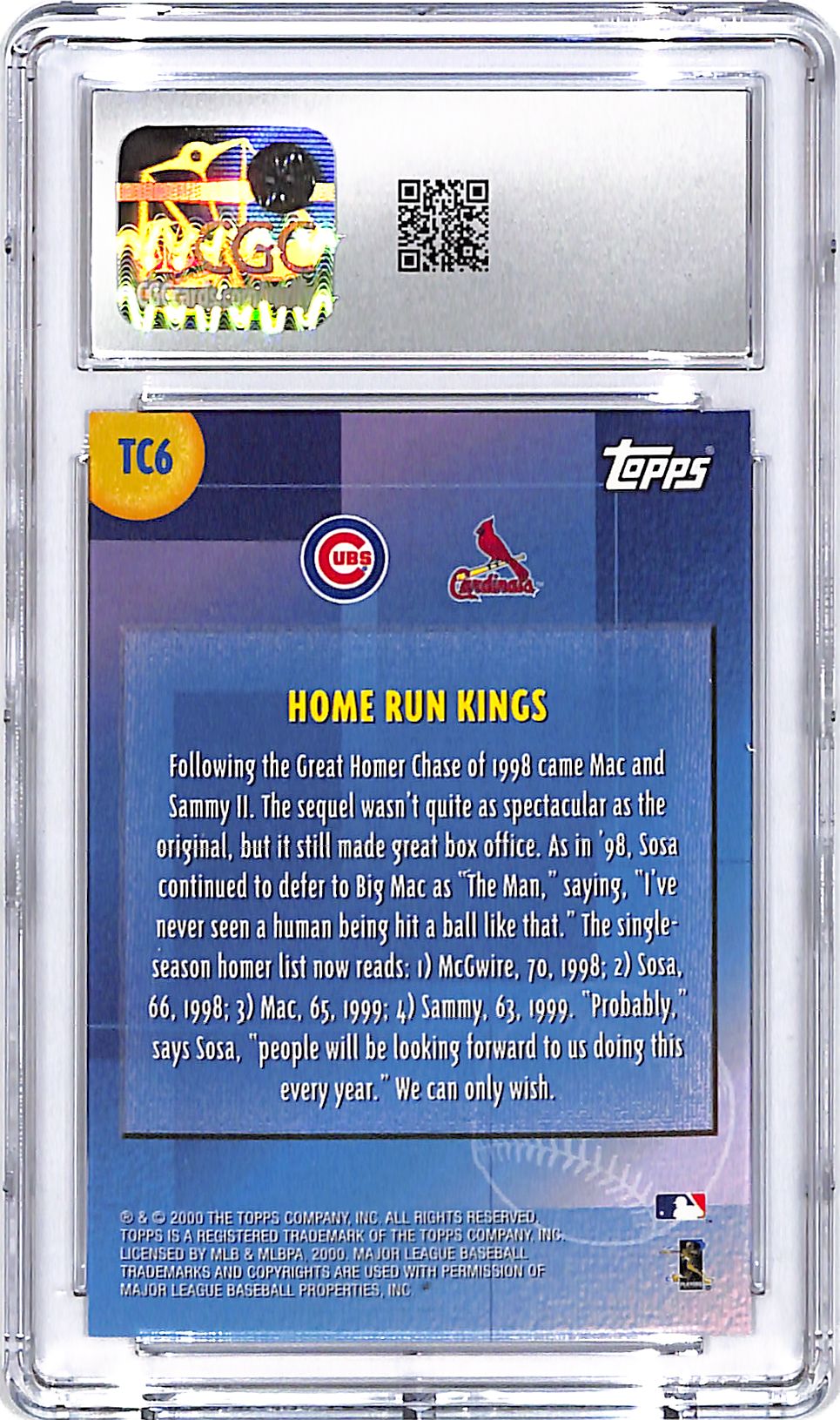 2000 Topps Sammy Sosa Mark McGwire Combos Home Run Kings CGC 10