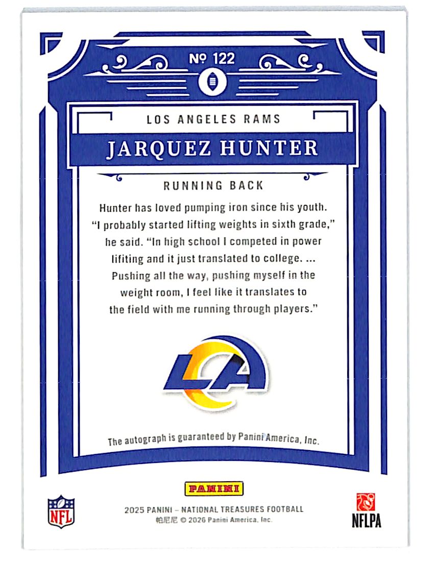 2025 National Treasures Marquez Hunter Auto Autograph Rookie RC /99 Rams