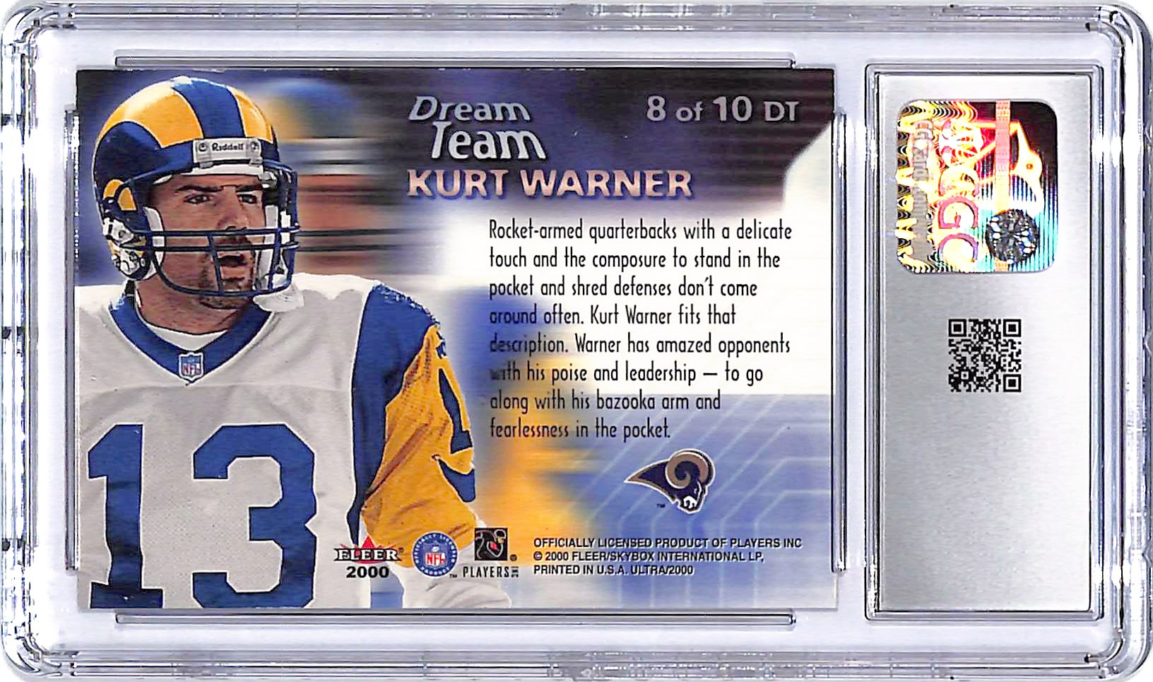 2000 Fleer Ultra Kurt Warner Dream Time CGC 10 Rams
