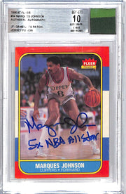 1986-87 Fleer Marques Johnson Auto Autograph Game Used Jersey Patch BGS Authentic