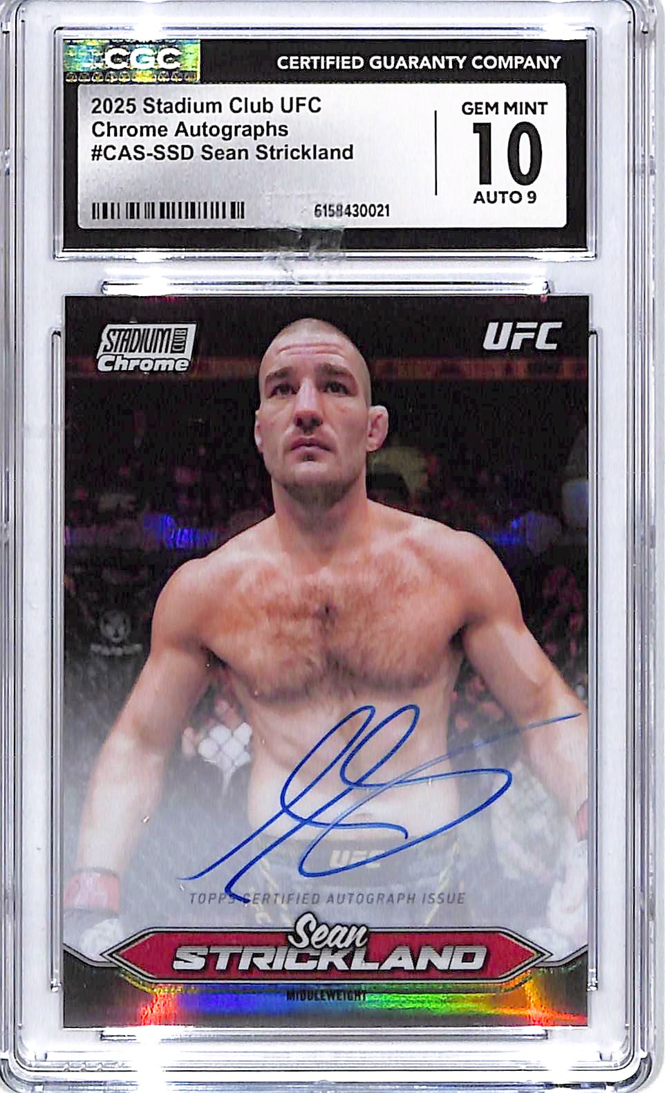 2025 Topps Stadium Club UFC Sean Strickland Chrome Auto Autograph CGC 10