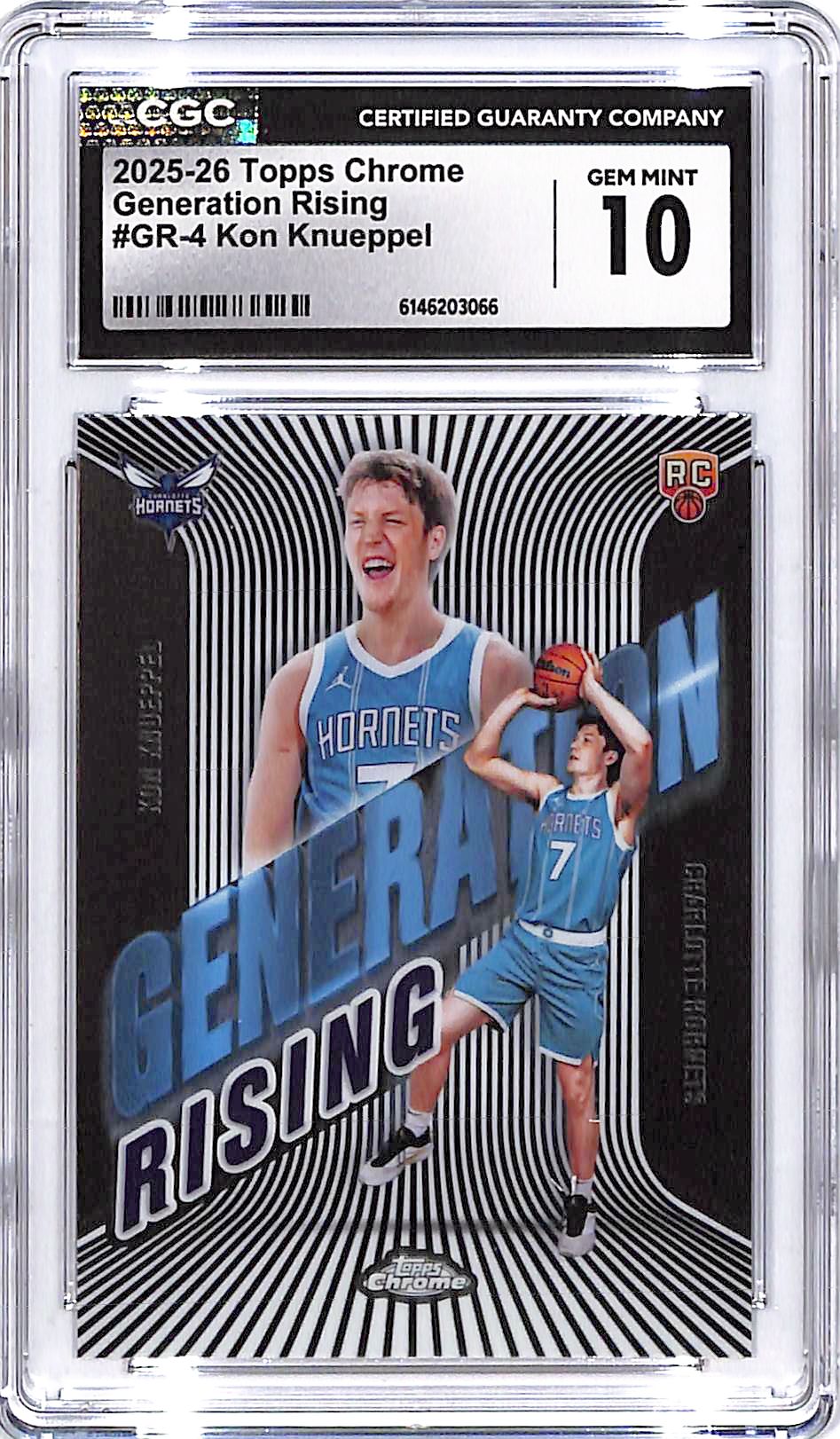 2025-26 Topps Chrome Kon Knuppel Generation Rising Rookie RC CGC 10 Hornets